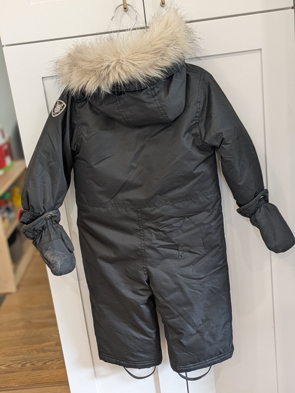 Deux Par Deux Black Snowsuit with Faux Fur Hood - Picture 2 of 8